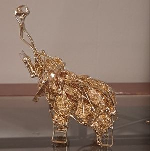 Pyrite and Plated Steal Elephant Decoration.